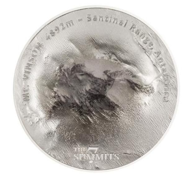 5 oz stříbrná mince Seven Summits - Mount Vinson - BU, High Relief 2022 - CIT Coin Invest