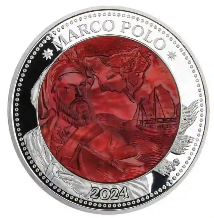 Solomon Islands 5 oz stříbrná mince Marco Polo - Mother of Pearl 2024 PROOF - Šalamounovy ostrovy