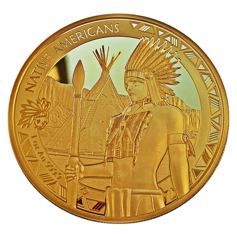 1 oz zlatá mince Native Americans - Warbonnet 2023 - Leipziger Edelmetallverarbeitung