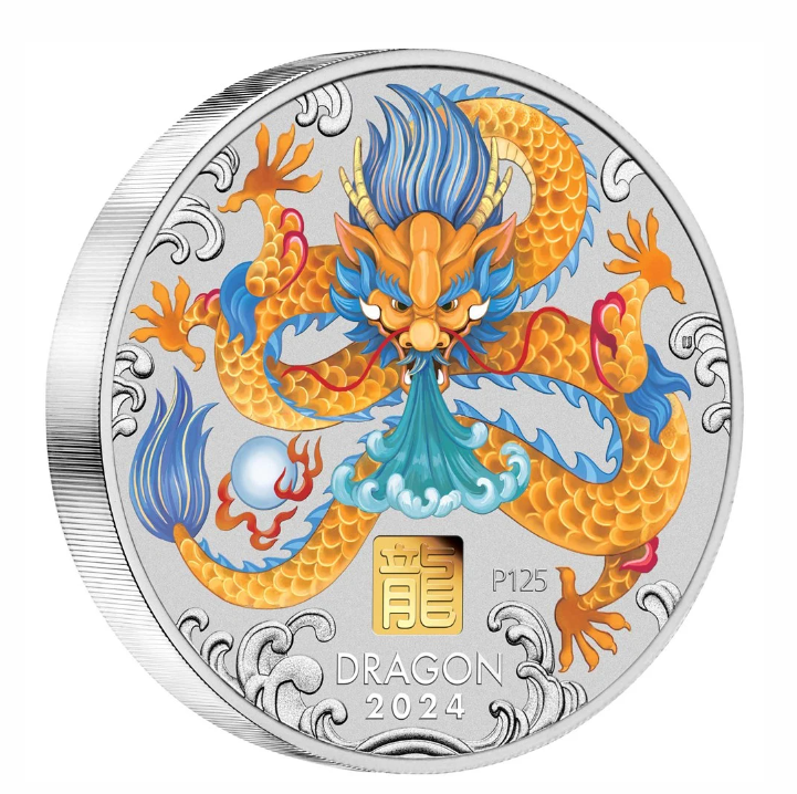 The Perth Mint 1 kg stříbrná mince Lunární série III rok draka 2024 Gold Privy Mark - Perth Mint