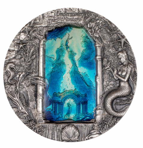 3 oz stříbrná mince Underwater Fantasy - Mořské panny 2024 - Antique Finish, Ultra High Relief 2024 - CIT Coin Invest