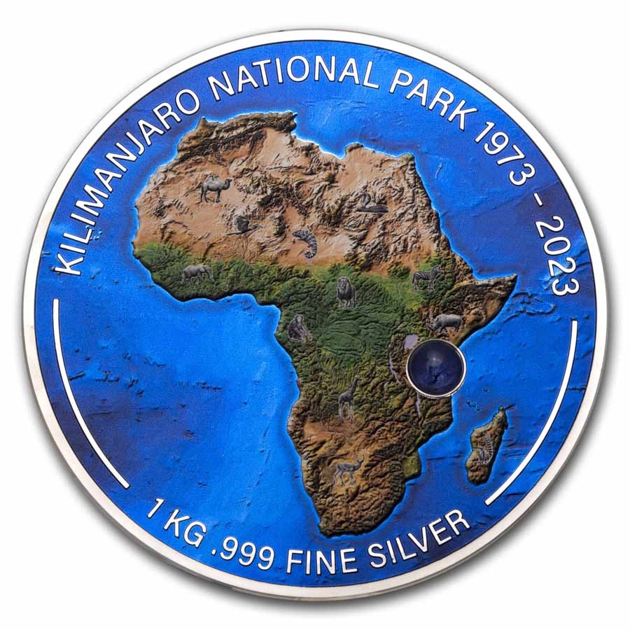 1 kg stříbrná mince Kilimanjaro National Park 50. výročí - PROOF - Djibouti