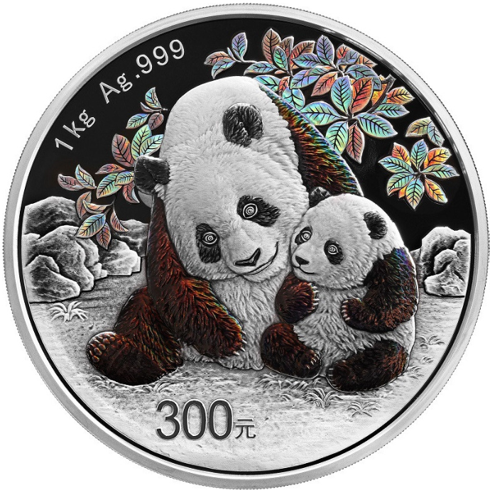 1 kg stříbrná mince Panda PROOF-irizující zbarvení 2024 - China Mint