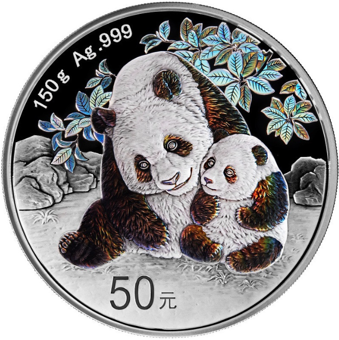 150g stříbrná mince Panda PROOF-irizující zbarvení 2024 - China Mint