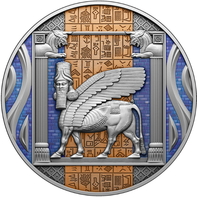 2 oz stříbrná mince Sumerové - starověké civilizace Antique Finish, High Relief 2023 - Kamerun