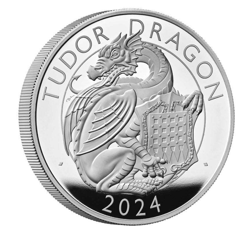 The Royal Mint 5 oz stříbrná mince Tudor Dragon - The Royal Tudor Beasts 2024 PROOF - Royal Mint