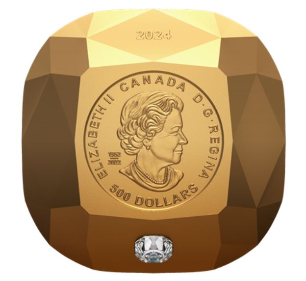 Zlatá mince 148g De Beers Ideal Cushion Diamond 2024 PROOF - Royal Canadian Mint