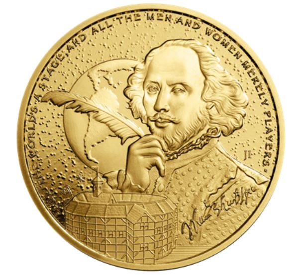 1 oz zlatá mince WILLIAM SHAKESPEARE 2024 - ICONS OF INSPIRATION - BU - Niue