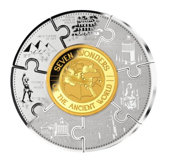 5 oz stříbrná mince 7 divů starověkého světa 2024 set 8 mincí PROOF - Burundi
