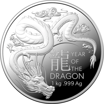 The Royal Australian Mint 1 kg stříbrná mince Lunární série rok draka 2024 PROOF – Royal Australian Mint