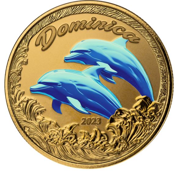 1 oz zlatá mince EC8 Dominica 2023 PROOF, barevné provedení - Scottsdale Mint