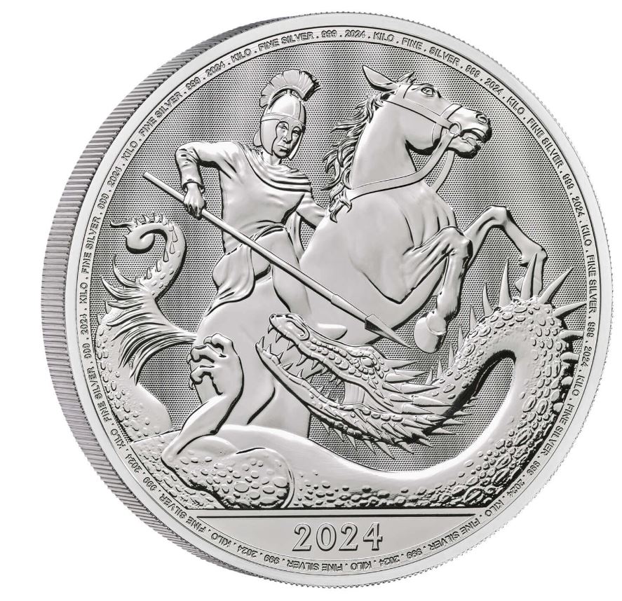 The Royal Mint 1 kg stříbrná mince Svatý Jiří a drak 2024 – Royal Mint