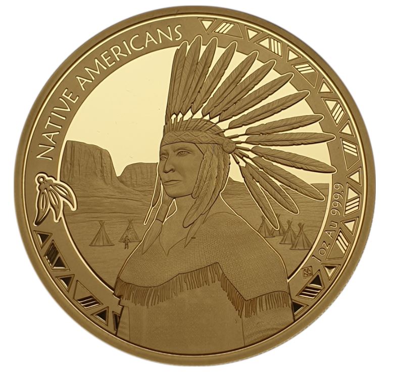 1 oz zlatá mince Native Americans - Feather 2024 BU - Leipziger Edelmetallverarbeitung