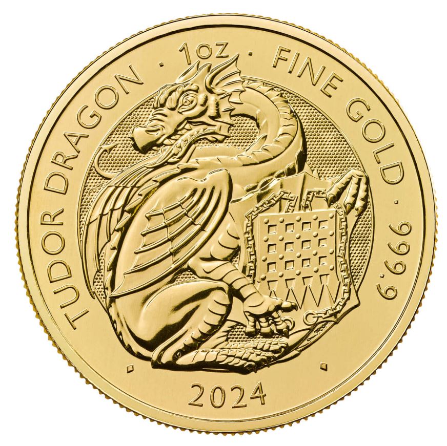 The Royal Mint 1 oz zlatá mince Tudor Dragon - The Royal Tudor Beasts 2024 - Royal Mint