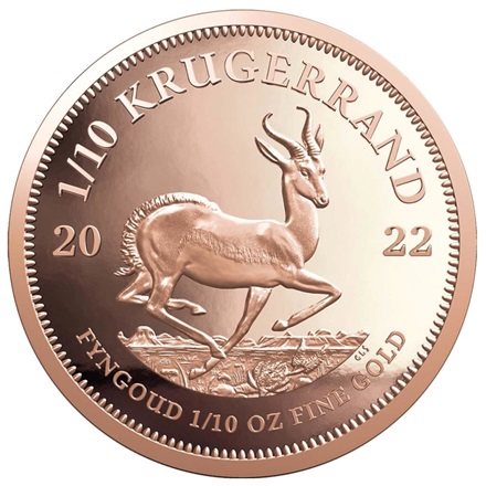 1/10 oz zlatá mince Krugerrand Proof – Leštěný povrch – 2022 – South African Mint