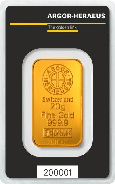 Zlatý investiční slitek 20g ARGOR-HERAEUS