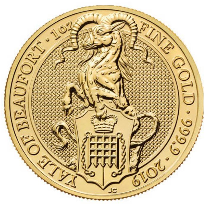 The Royal Mint 1 oz zlatá mince The Yale - The Queen's Beasts 2019 Royal Mint