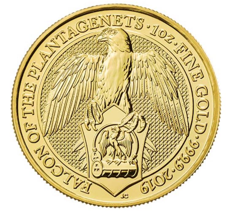 The Royal Mint 1 oz zlatá mince The Falcon - The Queen's Beasts 2019 Royal Mint