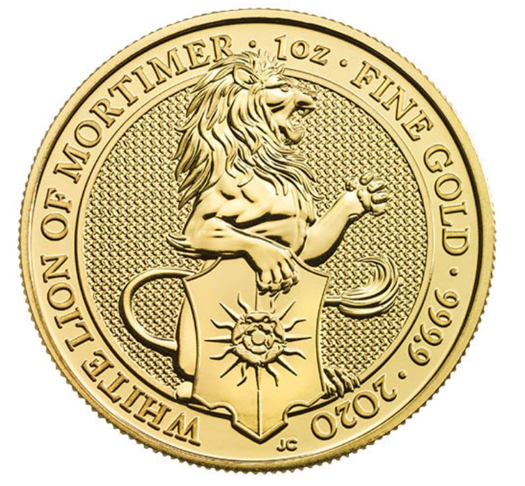 The Royal Mint 1 oz zlatá mince White Lion - The Queen's Beasts 2020 Royal Mint