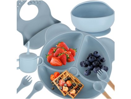 Naczynia silikonowe dla dzieci zestaw 8 elementow mietowy 176610