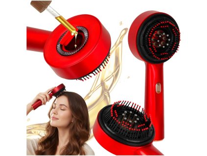 Masazer szczotka do masazu skory glowy aplikator olejkow USB czerwona 180288