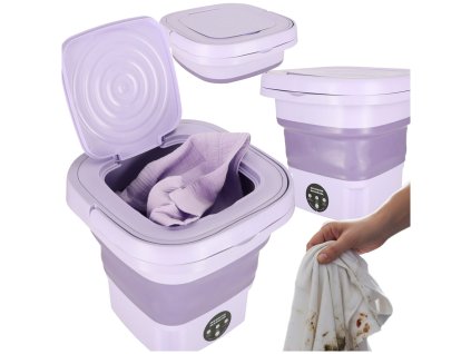 Pralka automatyczna turystyczna mini skladana przenosna 8L fioletowa 178391