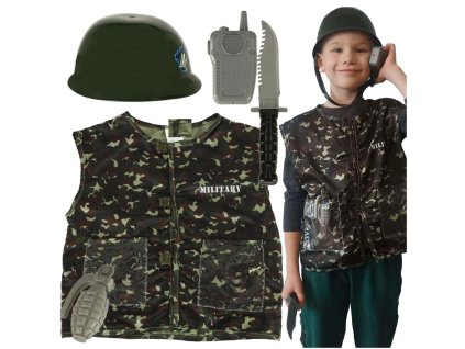 Kostium stroj karnawalowy przebranie zolnierz helm zestaw 3 8 lat 165081