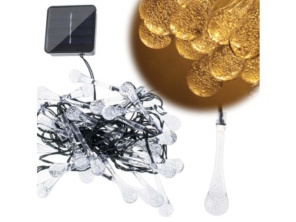 Lampki solarne ogrodowe lezki 6 5m 30LED cieply bialy 158426