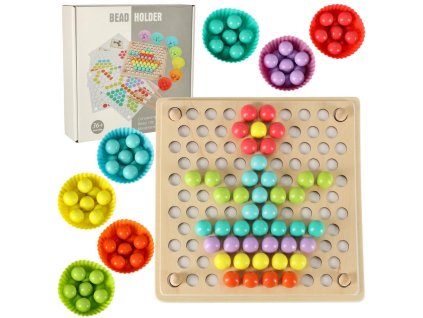 Ukladanka edukacyjna mozaika z kulek koralikow montessori 77 elementow 158405