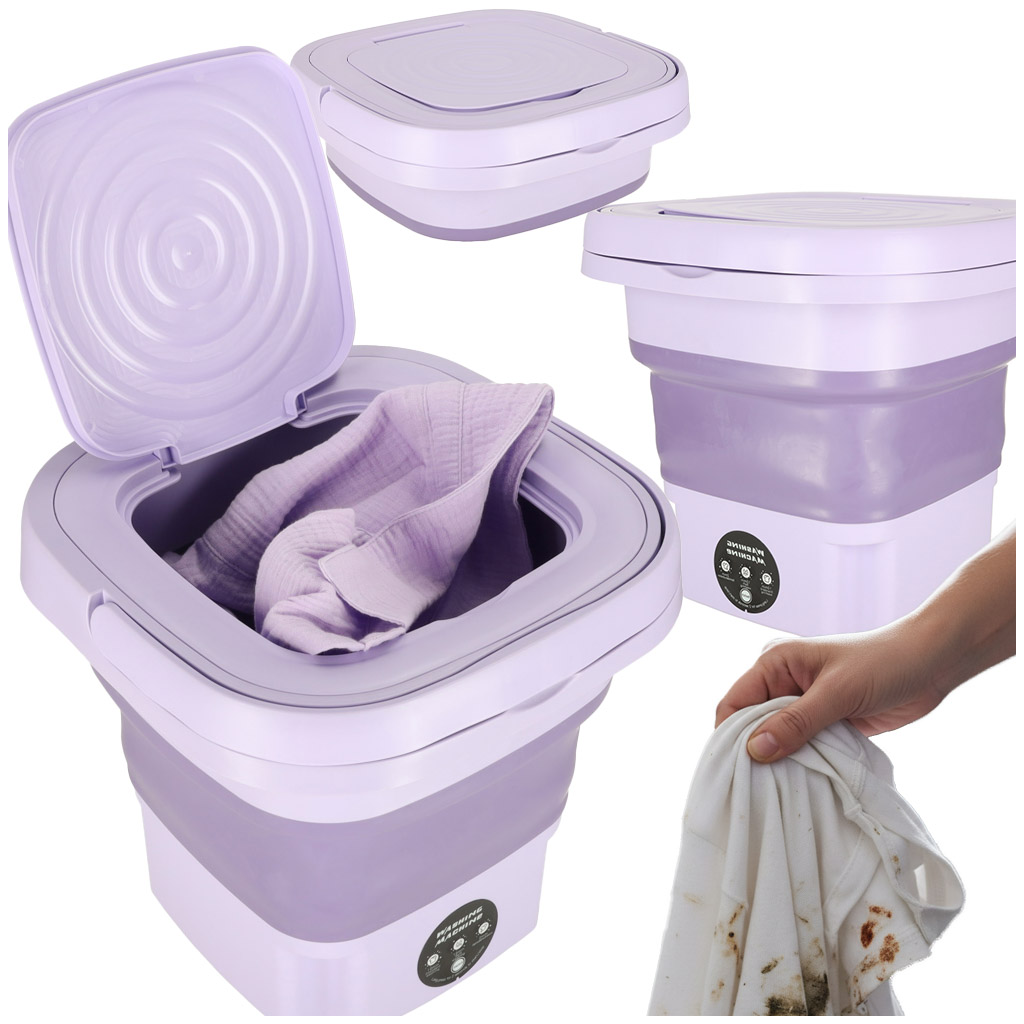 Mini skladacia prenosná práčka 12L fialová
