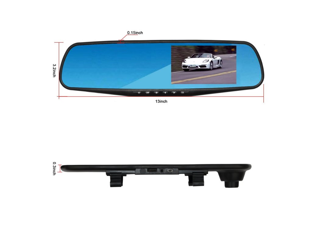 Kvalitná kamera do auta v spätnom zrkadle so spätnou kamerou LCD 4,3" -  Zľavovýobchod.sk