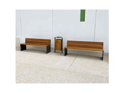 Lavička KUBE - oceľ a drevo