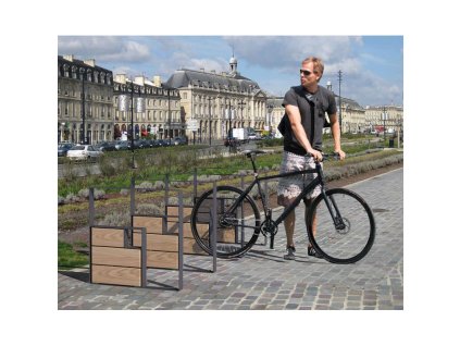 Opierka na bicykle KUBE - oceľ a drevo