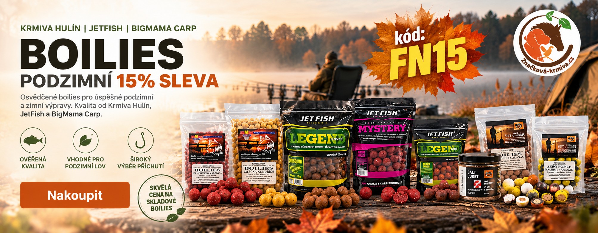 Boilies PODZIM FN15 se slevou 15% na skladové zásoby