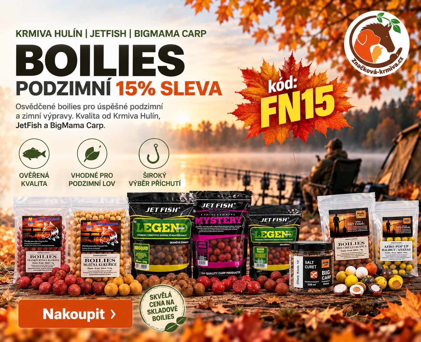 Boilies PODZIM FN15 se slevou 15% na skladové zásoby