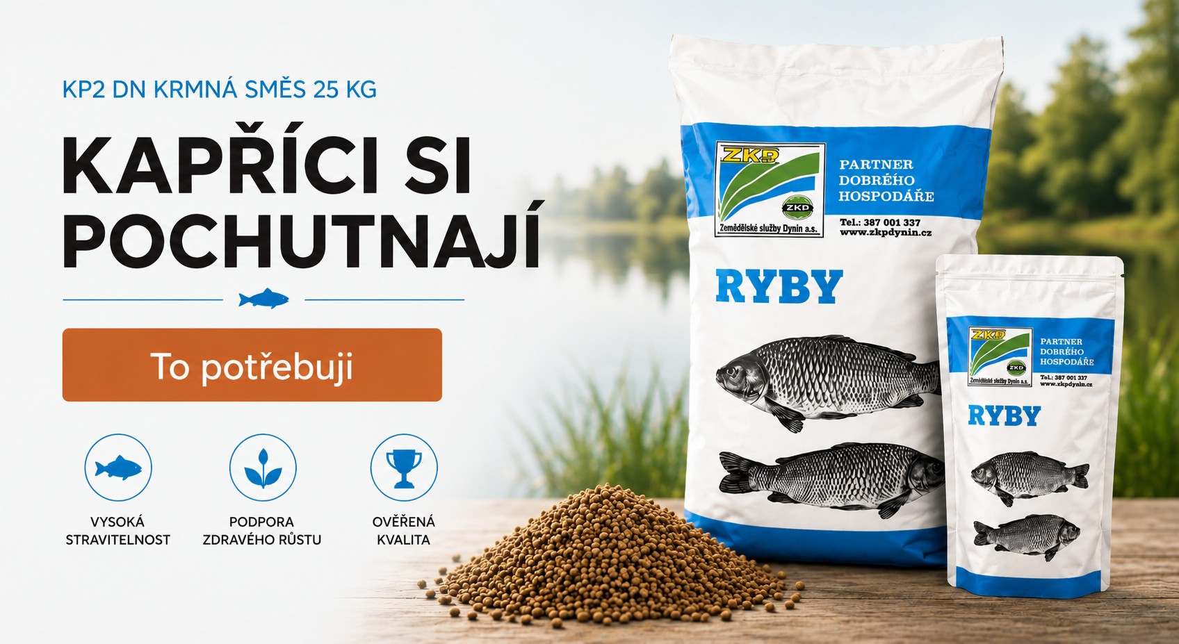 KP2 DN krmná směs granule pro kapry 25 kg