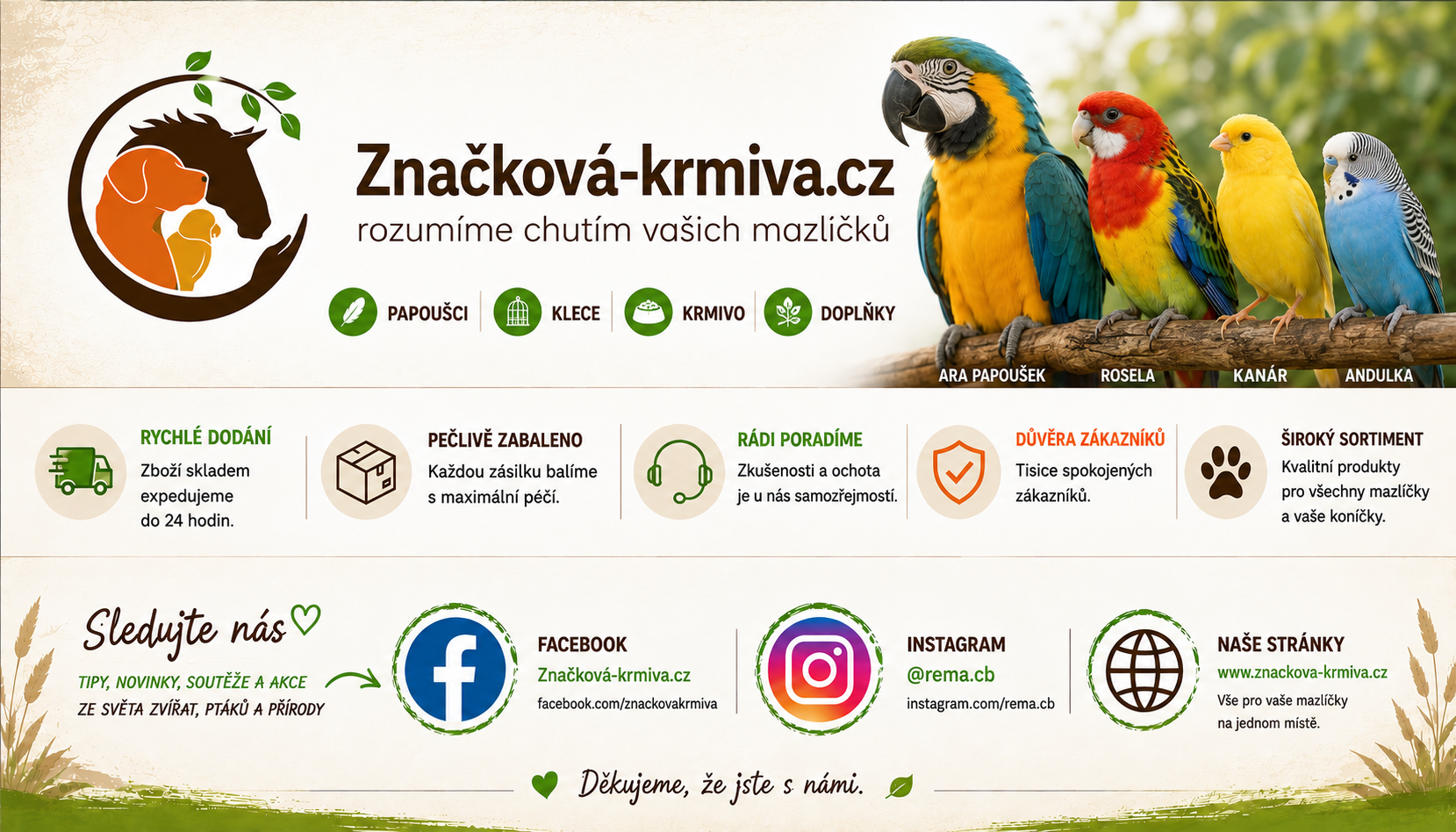 Značková-krmiva.cz – krmiva a potřeby pro exoty a ptactvo