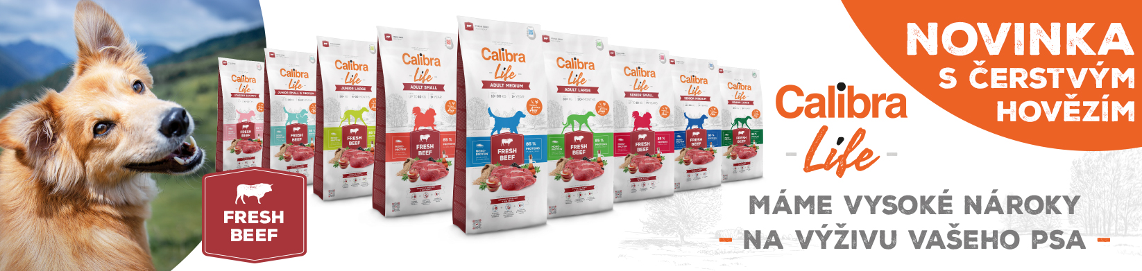 Calibra Dog Life – grafický banner řady superprémiových granulí pro psy