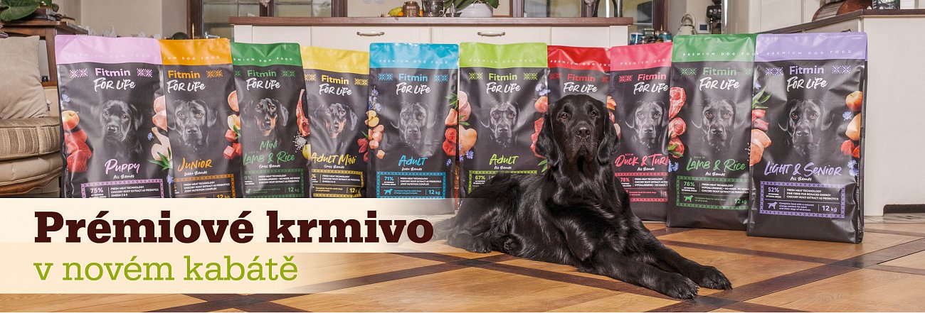 Fitmin Dog For Life – informační banner k prémiovým granulím pro psy