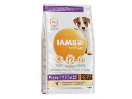 Iams Dog Puppy Small Medium Chicken 12kg krmivo granule pro štěňata malých a středních plemen