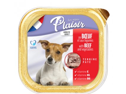 Plaisir Dog hovězí, vanička 300 g