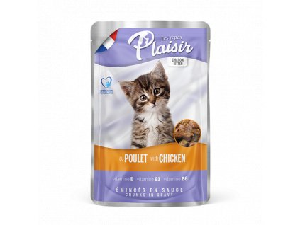 Plaisir Cat Kitten kuřecí v omáčce, kapsička 100 g