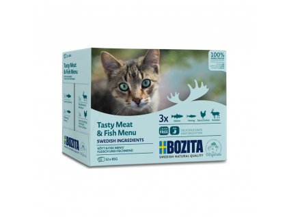 Bozita Cat kousky masa a ryb v omáčce, kapsička (12 pack)