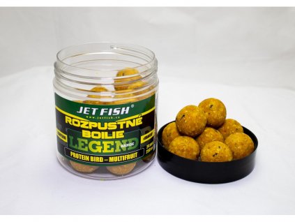 Jet Fish Legend Range Rozpustné boilie PROTEIN BIRD MULTIFRUIT 24mm 250ml