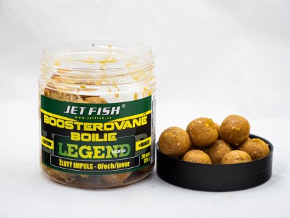 Jet Fish Legend Range Boosterované boilie ŽLUTÝ IMPULS OŘECH JAVOR 20mm 250ml