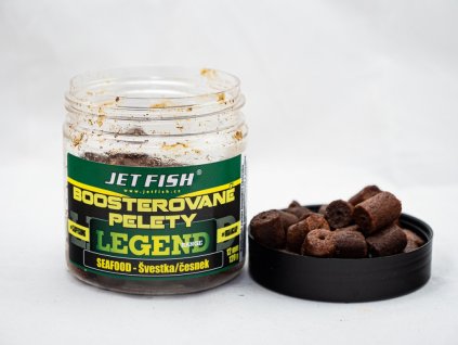 Jet Fish Legend Range Boosterované pelety SEAFOOD ŠVESTKA ČESNEK 12mm 250ml