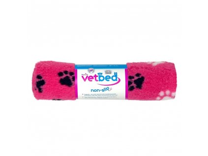 Vetbed protiskluz Drybed Růžová černé a bílé packy DELUXE pelech pro psy a kočky
