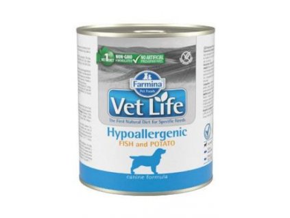 Vet Life Natural Dog veterinární dieta konzerva Hypoaller Fish Potato 300g