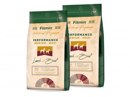 Fitmin Dog Medium Maxi Performance Lamb With Beef 2 x 12 kg granule pro psy v zátěži