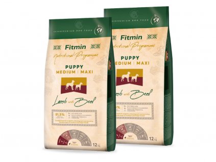 Fitmin Dog Medium Maxi Puppy Lamb With Beef 2 x 12 kg